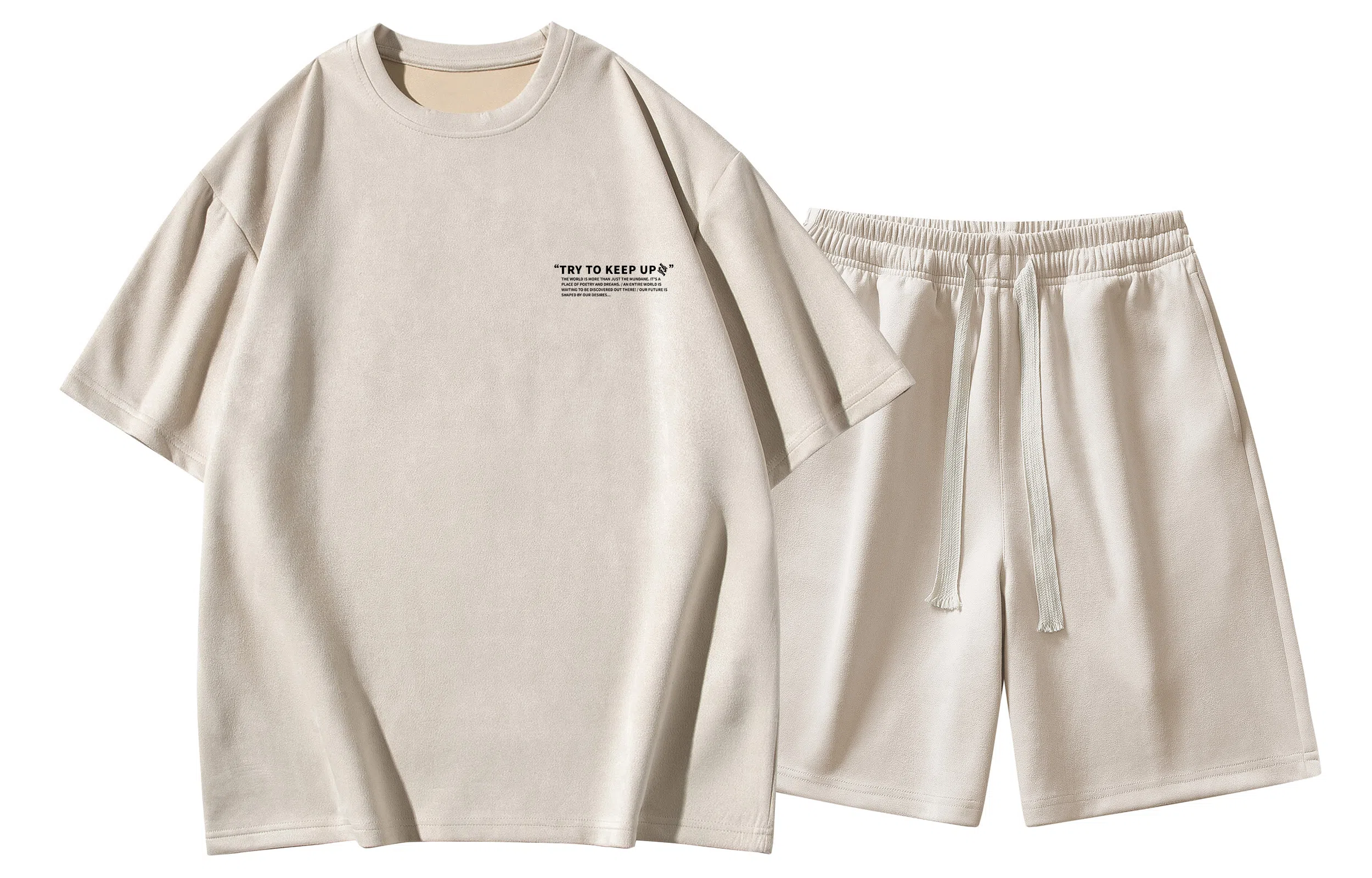 王者荣耀 马可波罗款 美式复古麂皮绒字母短袖上衣五分裤两件套居家户外通勤宽松舒适透气百搭时尚潮流休闲运动套装 男女同款