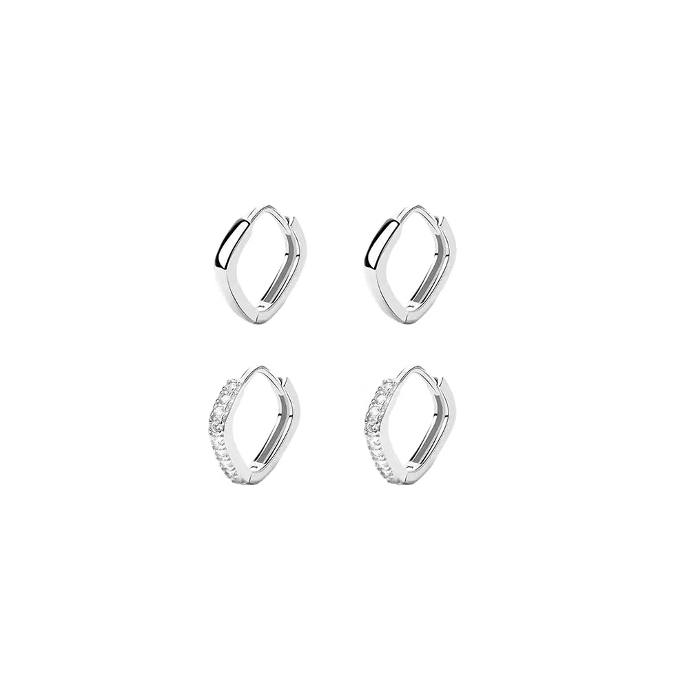 饰伴 方形环绕国潮轻奢 冷淡创意设计 简约 时尚精致 高级时尚温柔大气日常百搭 小众 #好运 合金 耳环 男女同款情侣款