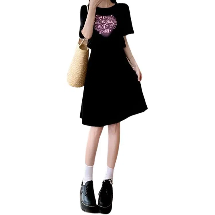 水中花 潮流舒适时尚百搭短袖连衣裙 女款