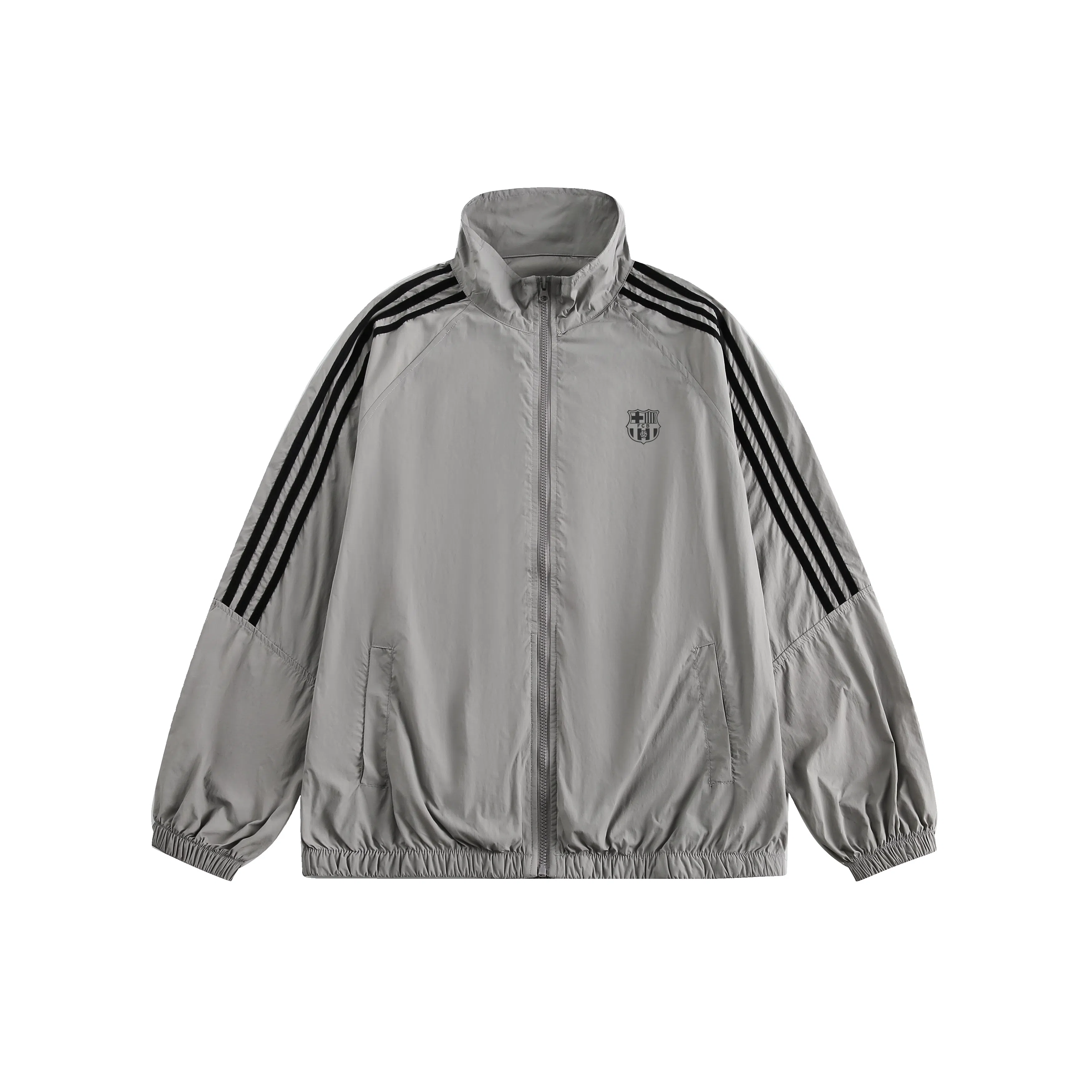 巴塞罗那足球俱乐部 美式复古户外出游三条杠拼接轻薄速干外套休闲通勤百搭宽松凉感透气运动钓鱼骑行 防紫外线防晒服 男女同款