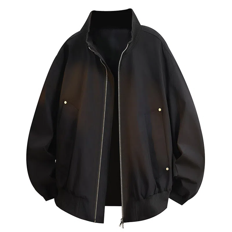 【dme】 潮流复古立领美式长袖潮牌宽松纯色中性风百搭休闲秋款上衣时尚舒适飞行员廓型夹克外套 男女同款