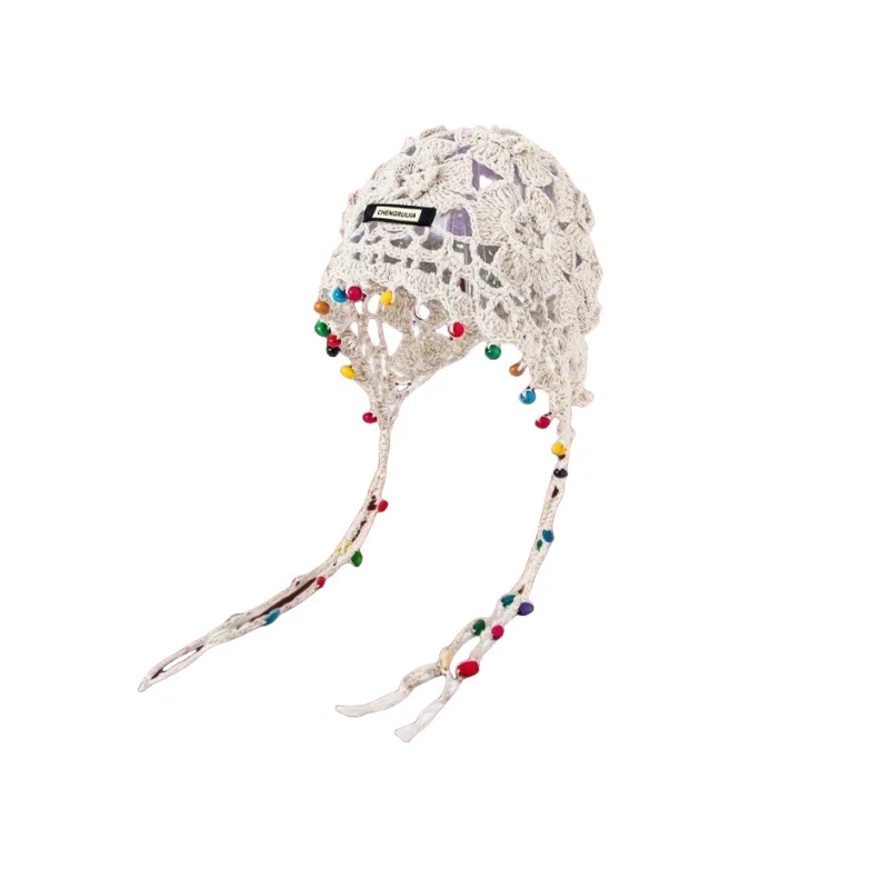 尚先生 波西米亚花朵流苏复古镂空民族风 针织 绒线帽 女款