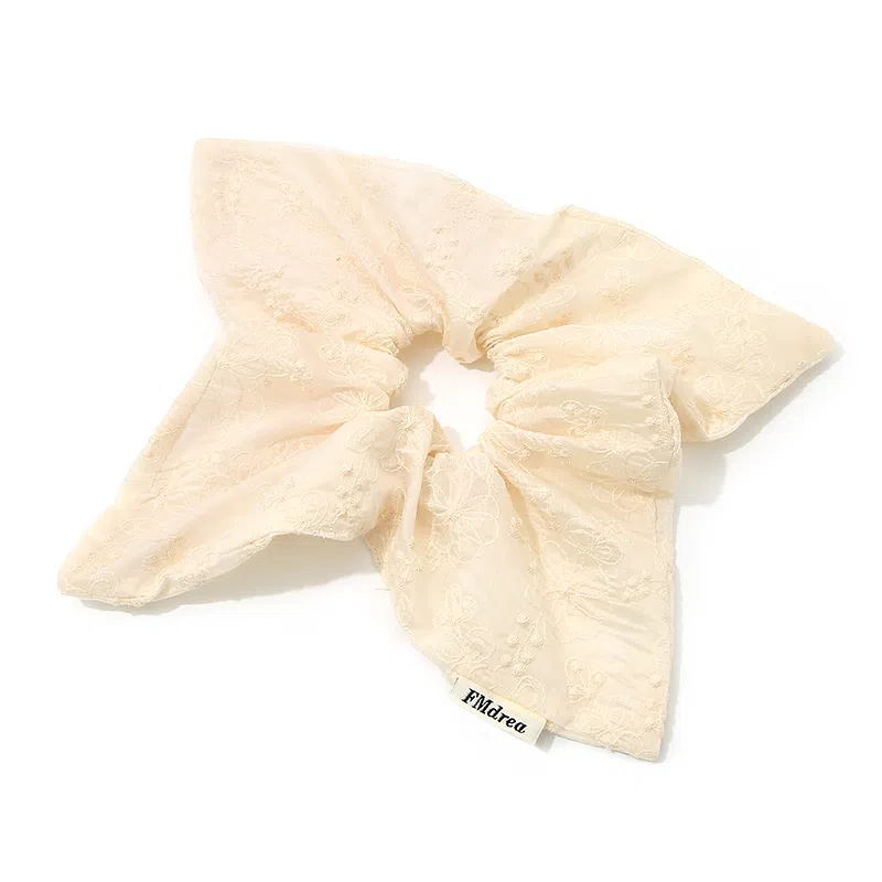 如花梦 甜美风韩系奶白色印花方巾大肠 布艺 发圈 女款