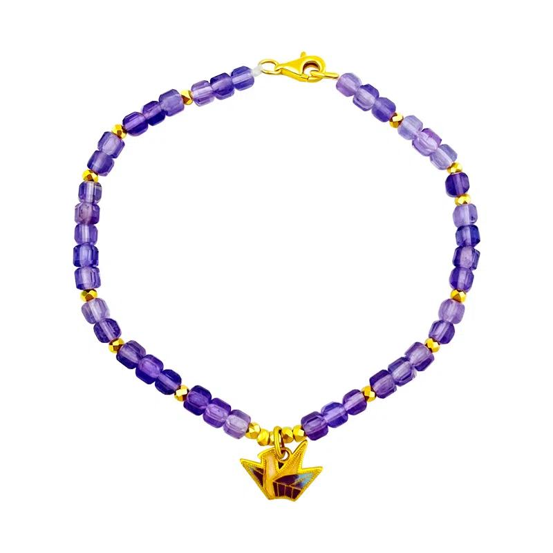 倾爱 寻梦千纸鹤金 紫气东来  事业上岸 招财转运天然 紫水晶 手链 女款