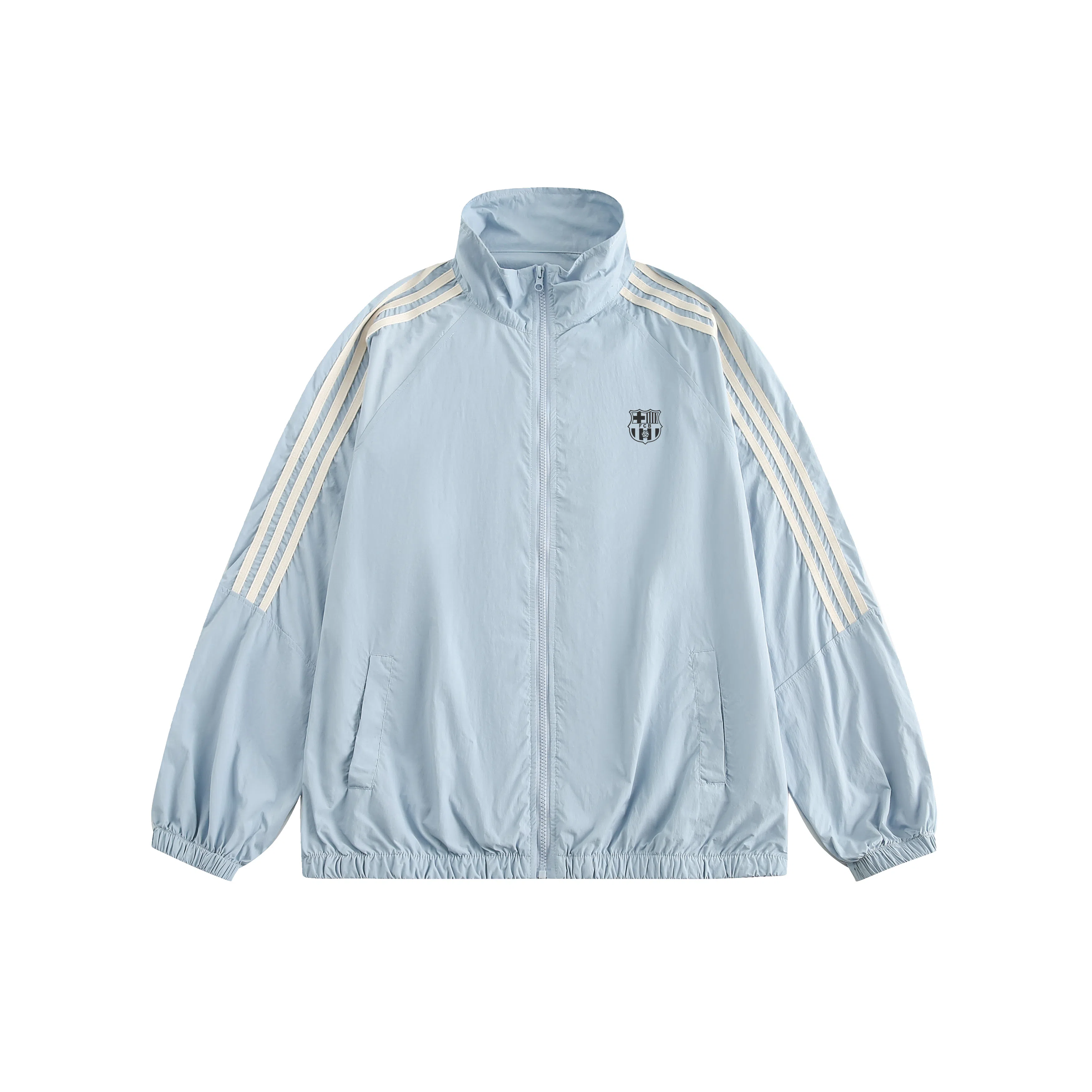 巴塞罗那足球俱乐部 美式复古户外出游三条杠拼接轻薄速干外套休闲通勤百搭宽松凉感透气运动钓鱼骑行 防紫外线防晒服 男女同款