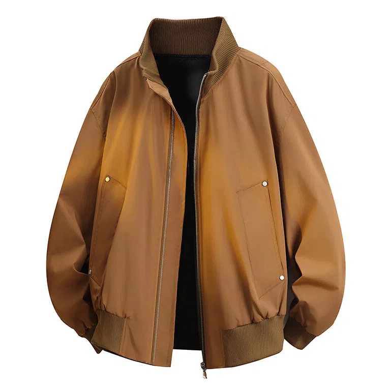 【dme】 潮流复古立领美式长袖潮牌宽松纯色中性风百搭休闲秋款上衣时尚舒适飞行员廓型夹克外套 男女同款