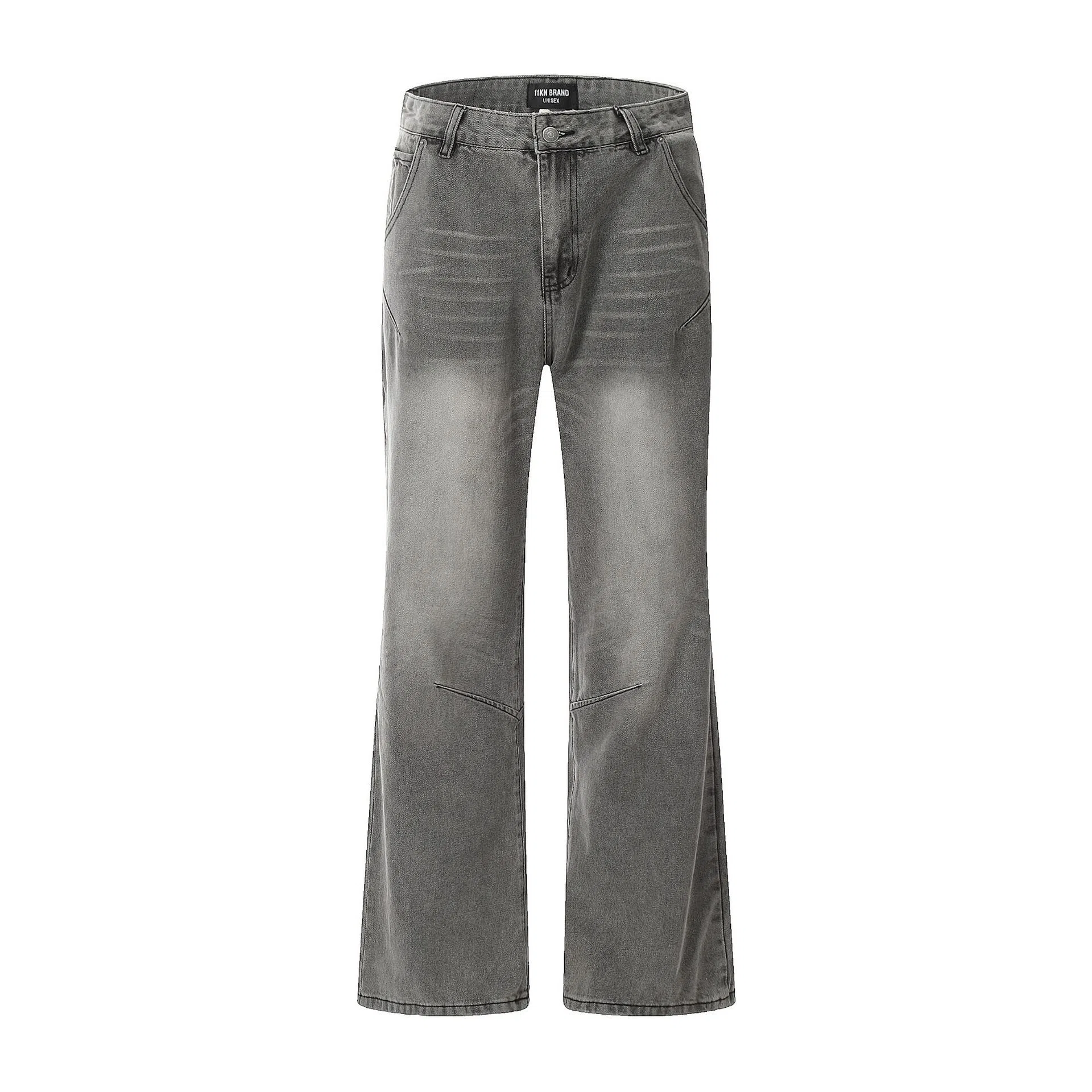 花蔓色 中腰宽松适中直筒牛仔裤 女款