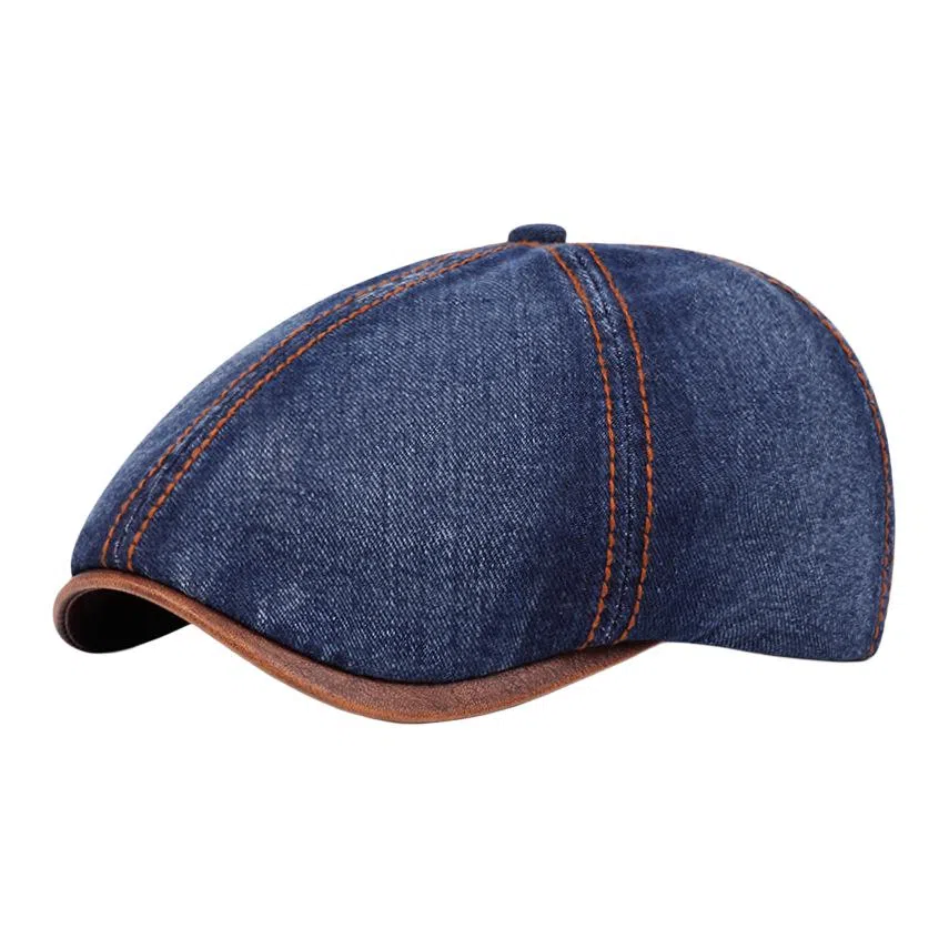 山一丸 画家水洗牛仔做旧 棉 贝雷帽 男女同款情侣款