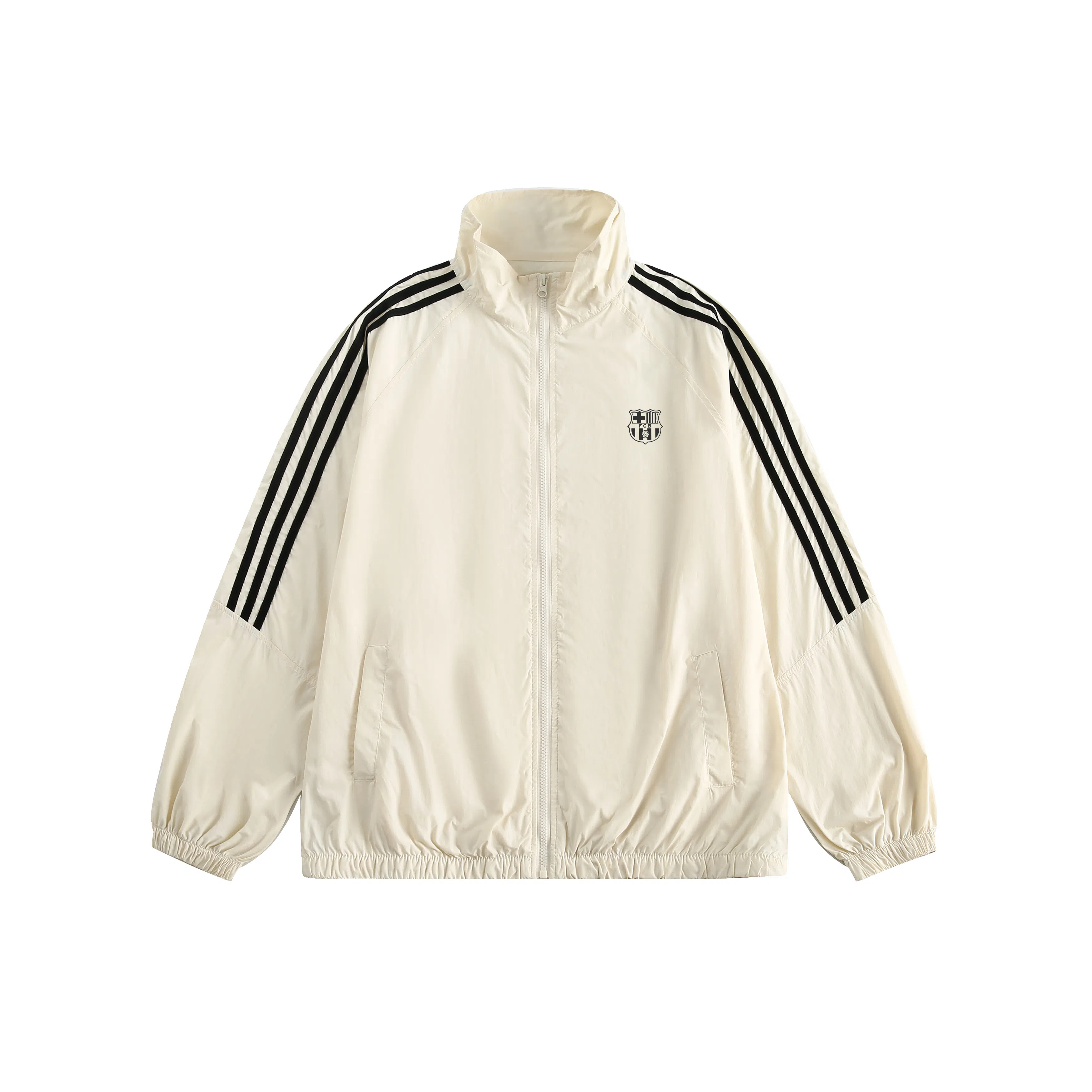 巴塞罗那足球俱乐部 美式复古户外出游三条杠拼接轻薄速干外套休闲通勤百搭宽松凉感透气运动钓鱼骑行 防紫外线防晒服 男女同款