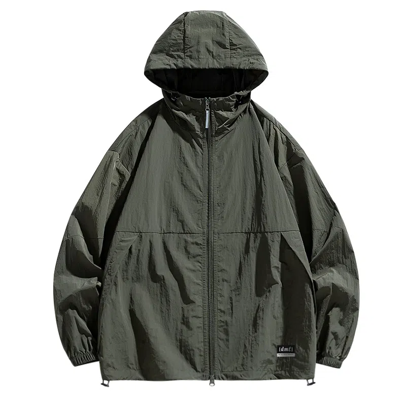 【dme】 美式复古机能风薄款凉感宽松连帽长袖基础款时尚简约百搭休闲 凉感透气速干防晒服 男女同款