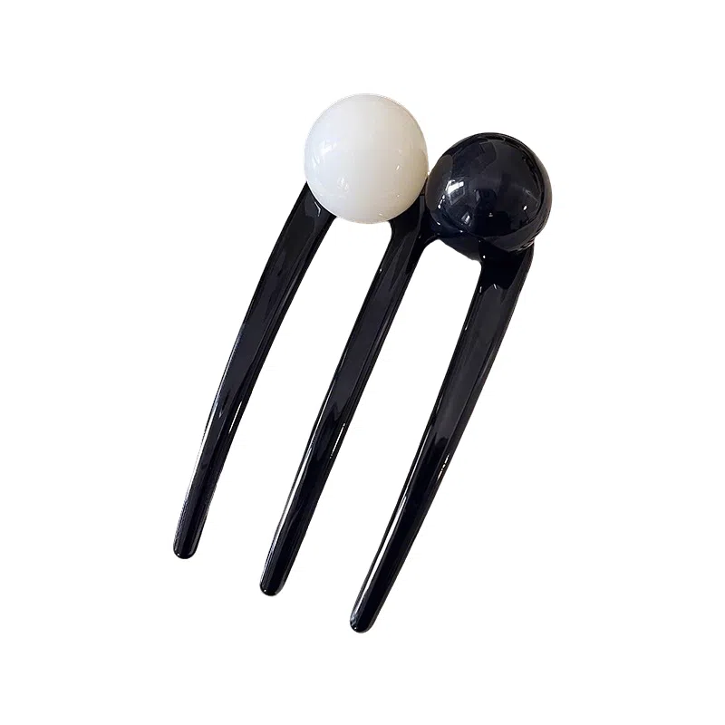 蒙妮 日常通勤三齿梳珍珠簪子 树脂 发簪 女款