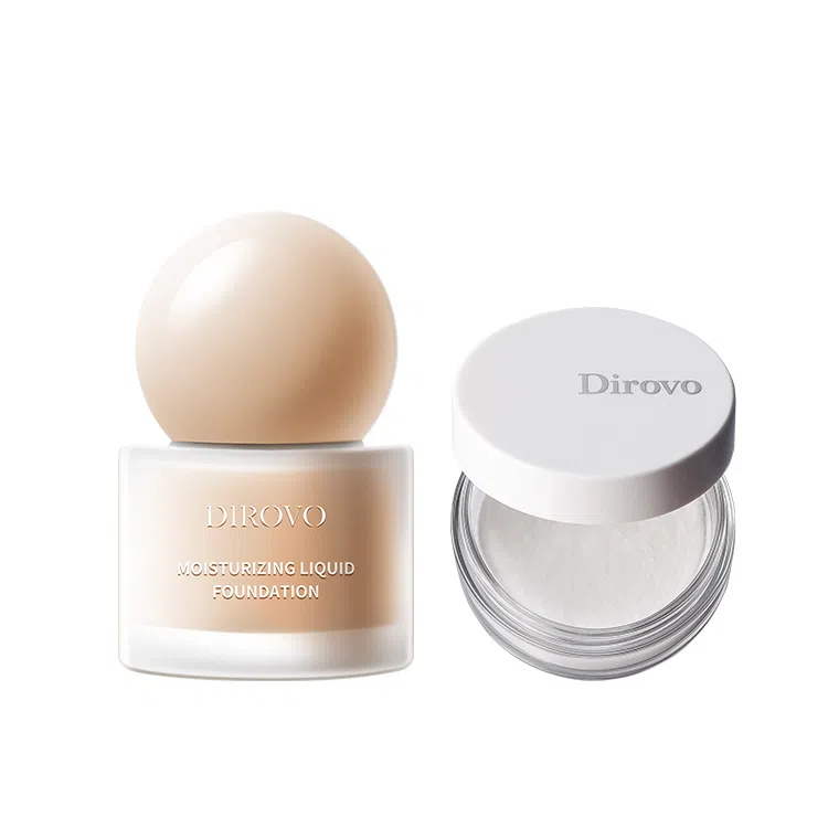 蒂洛薇 遮瑕持妆粉底液  定妆控油水散粉 底妆组合 不卡粉不晕染不脱妆持久控油柔雾素颜自然