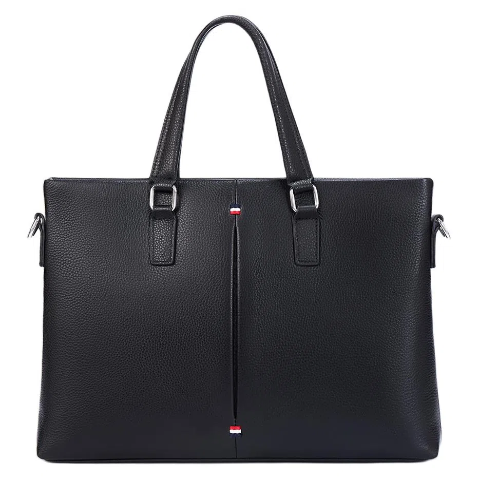 老人头 时尚商务通勤高级质感 牛皮 公文包 男款 黑色