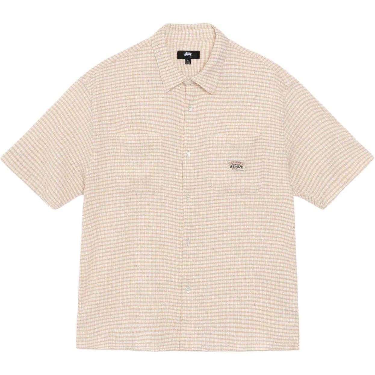 Stussy SS25 CRINKLED CHECK SS SHIRT logo