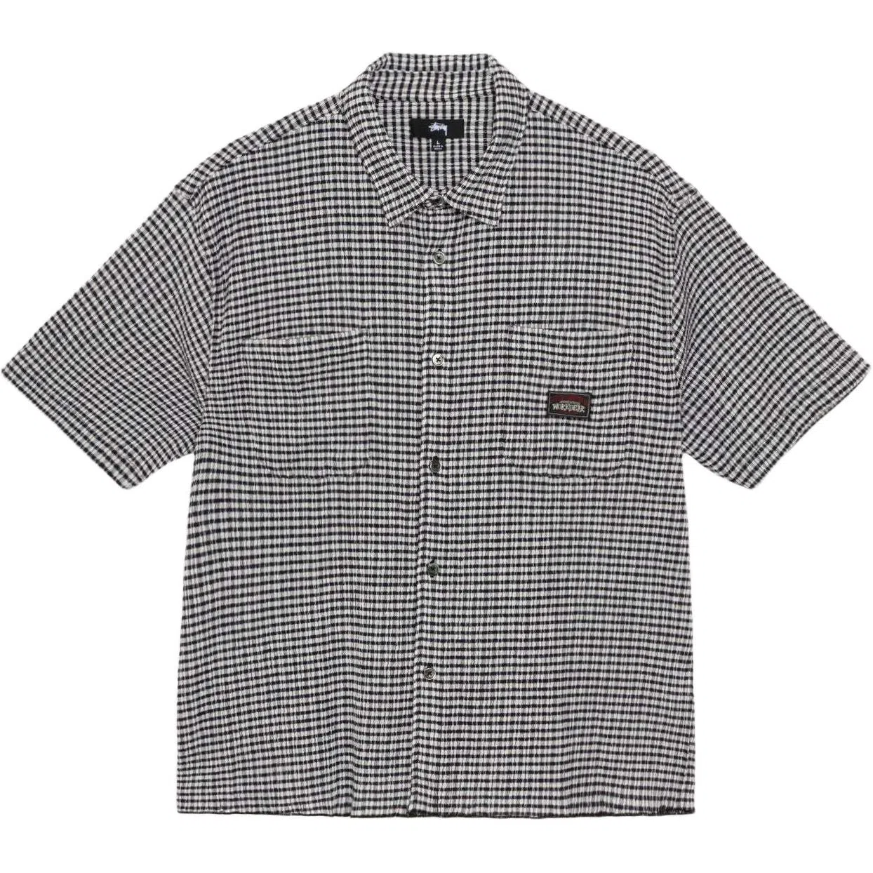 Stussy SS25 CRINKLED CHECK SS SHIRT logo