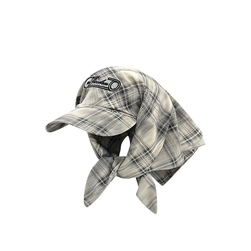 艾佳微 韩系格子头巾帽日常出游时髦街头遮阳 棉 鸭舌帽 男女同款情侣款