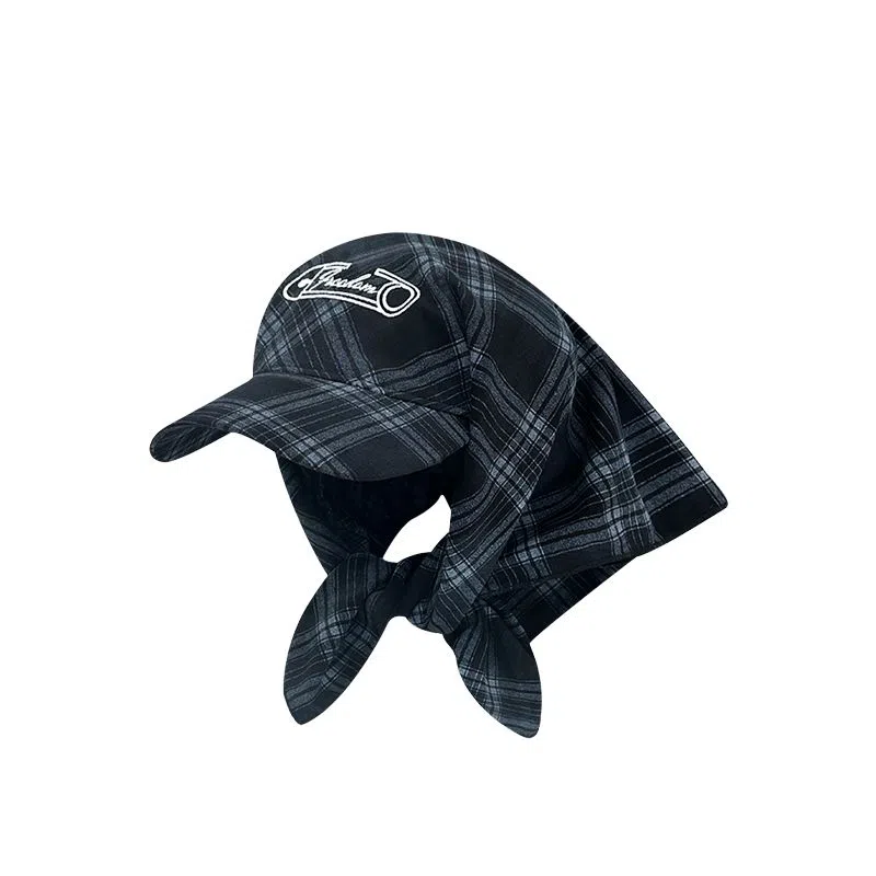 艾佳微 韩系格子头巾帽日常出游时髦街头遮阳 棉 鸭舌帽 男女同款情侣款