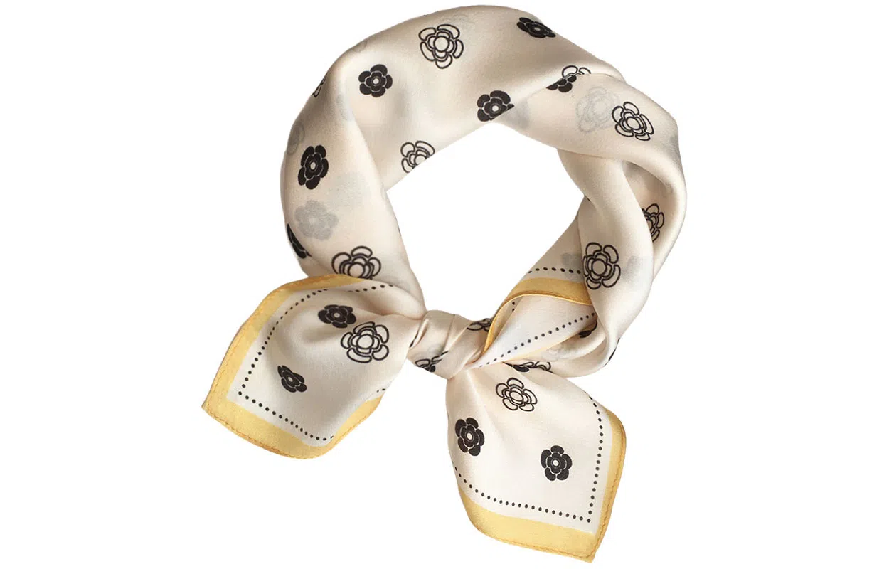 优幽兰 优雅气质高级感小香风山茶花装饰韩版百搭职业时尚洋气配西装连衣裙 丝巾 女款