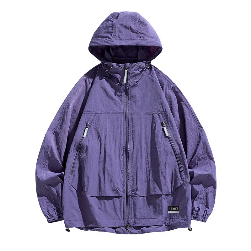 【dme】 美式潮流个性机能风登山跑步健身简约户外纯色凉感连帽轻薄通勤无性别主义外套防晒服 男女同款