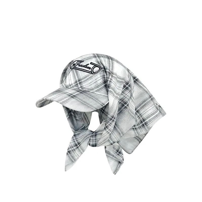 艾佳微 韩系格子头巾帽日常出游时髦街头遮阳 棉 鸭舌帽 男女同款情侣款