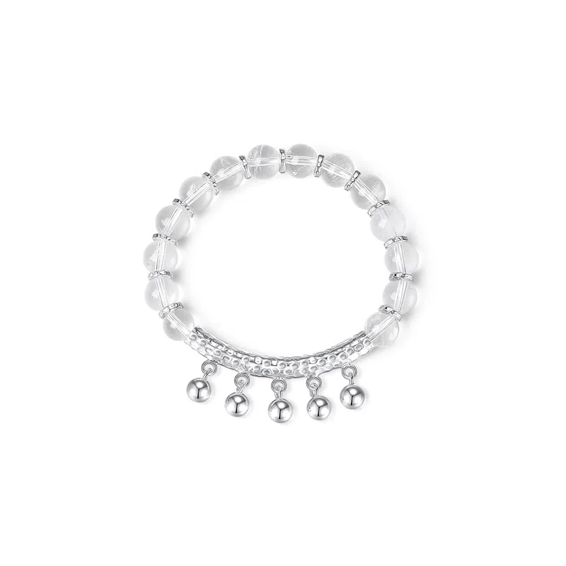 亨万福 锤纹弯管铃铛转运珠 国潮复古小众招财盘缠 #好运天然 白水晶 手串 女款