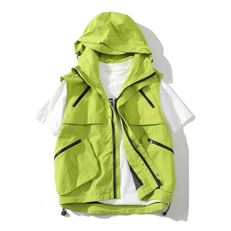 【dme】 日系机能多口袋连帽户外工装透气宽松百搭外套背心 男女同款