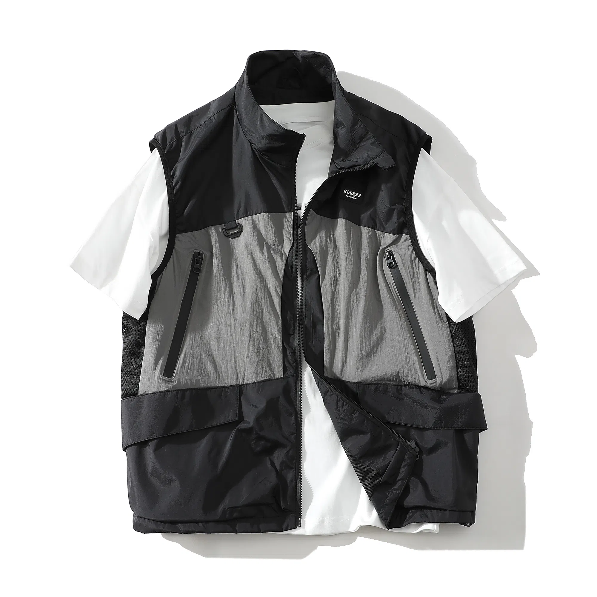 【dme】 美式复古拼接撞色户外立领宽松舒适休闲百搭上衣背心 男女同款