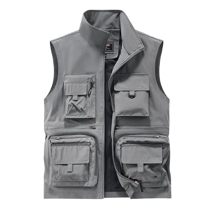 欧迪芬 机能风多口袋拉链三防功能战术翻领户外纯色坎肩徒步速干休闲马甲 女款