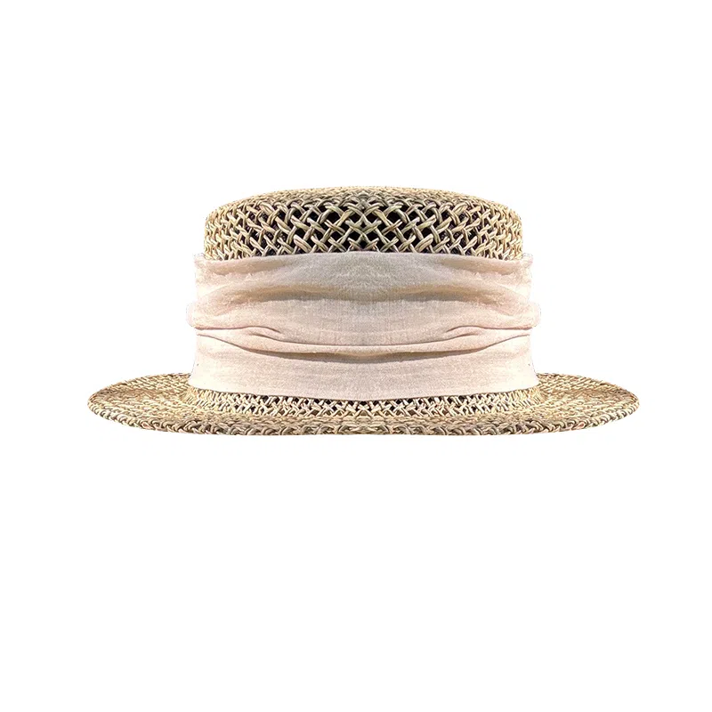 艾佳微 法式气质复古海草织镂空夏季小檐短檐平顶 沙滩帽 草编 草帽 男女同款情侣款