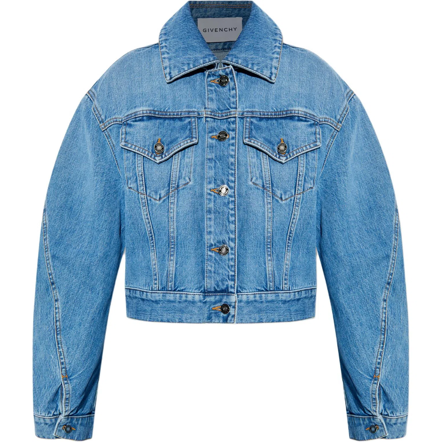 纪梵希 翻盖胸袋宽松长袖牛仔外套 女款 蓝色