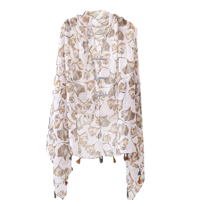 艾佳微 民族风复古休闲外搭大披风出行游玩舒适透气个性盘扣 披肩 女款