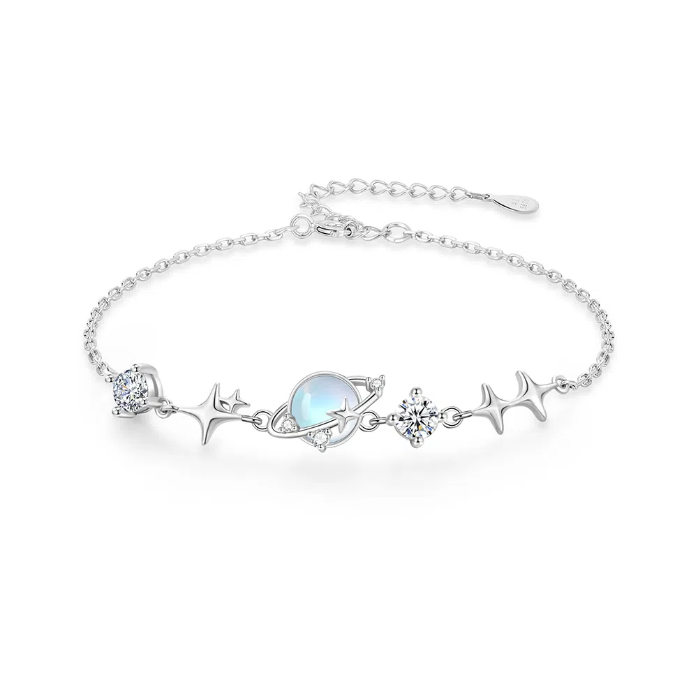 【S925纯银】 七七银饰 冥王星与卡戎 时尚优雅精致 浪漫轻奢高级 清冷小众氛围感 日常通勤百搭 好运 琉璃 手链 男女同款情侣款