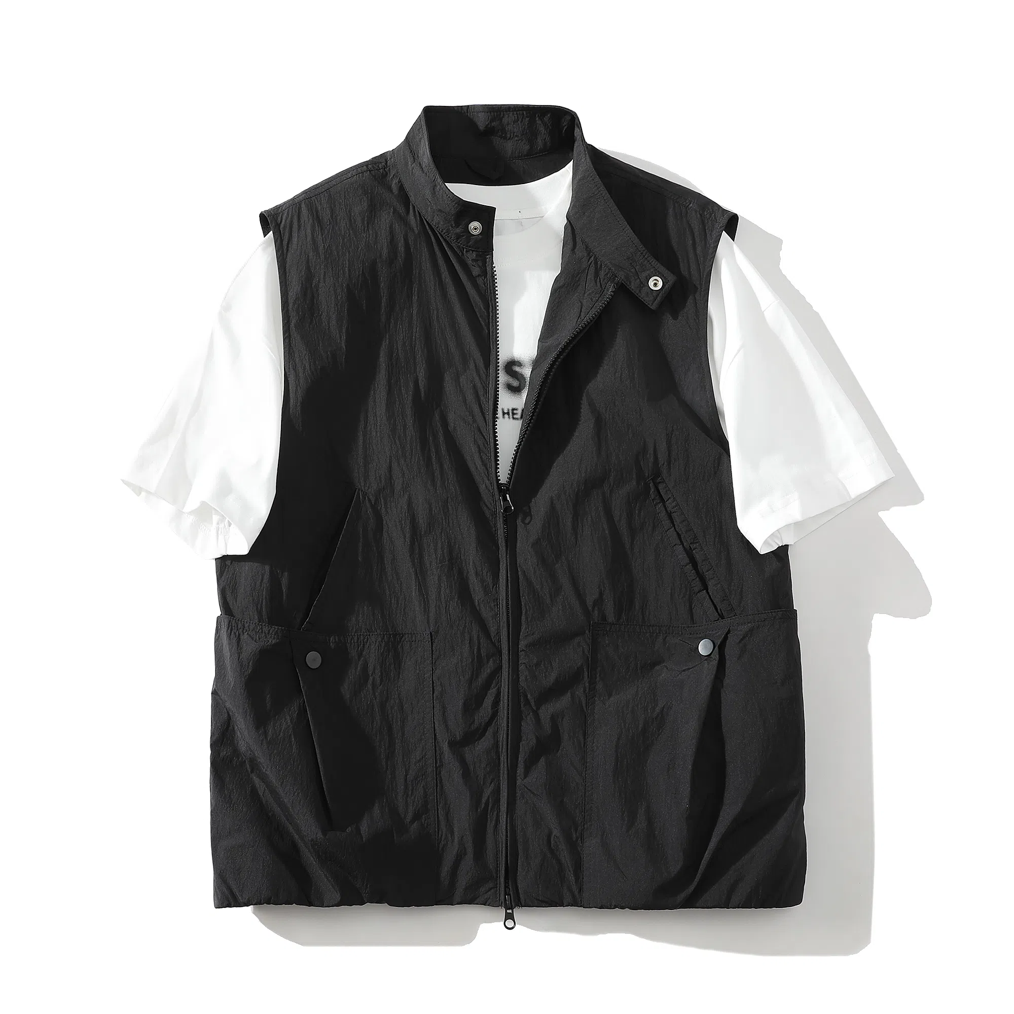 【dme】 日系纯色简约多口袋高级感潮牌户外无袖宽松休闲百搭上衣背心 男女同款