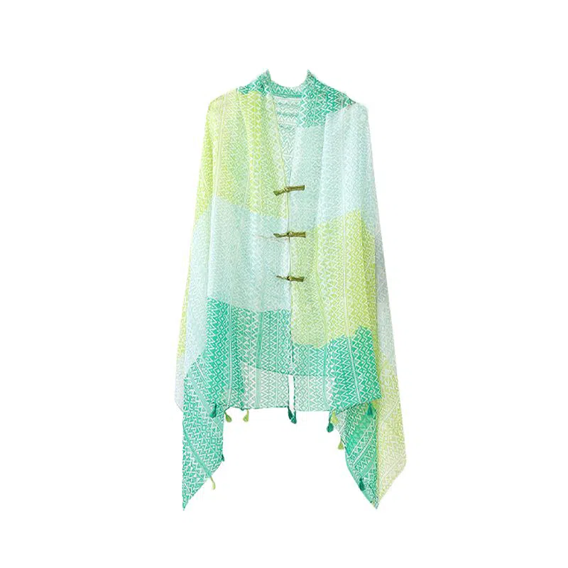 艾佳微 旅游民族风 手工复古盘扣 出片百搭沙滩巾 披肩 男女同款情侣款