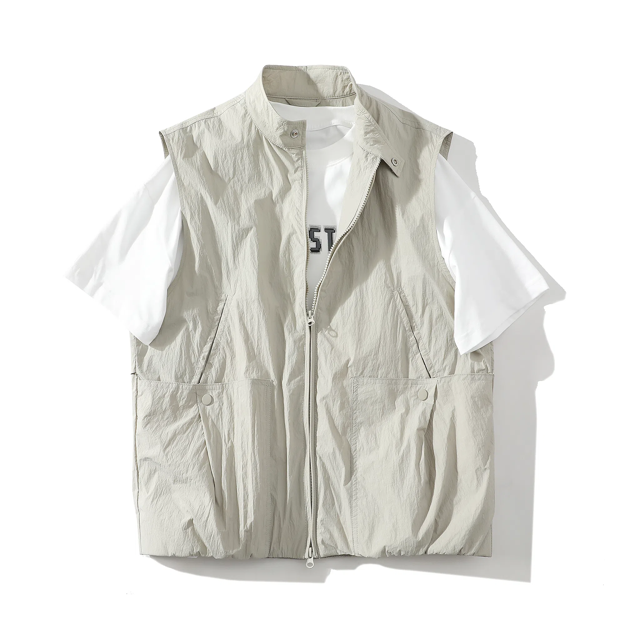 【dme】 日系纯色简约多口袋高级感潮牌户外无袖宽松休闲百搭上衣背心 男女同款