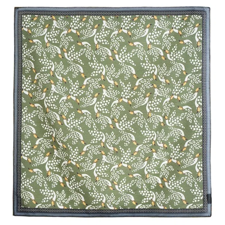 山一丸 春夏灰绿色清新有机棉中方时尚巾  丝巾 女款