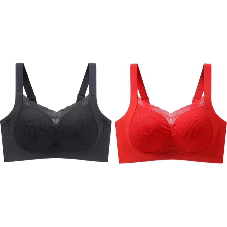 欧迪芬 超薄透气亲肤柔软美背上托聚拢防下垂无痕收副乳聚拢显瘦文胸 女款 组合装