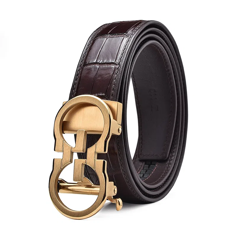 CALOWE KOLEVN Crocodile Leather Belt 3.5CM