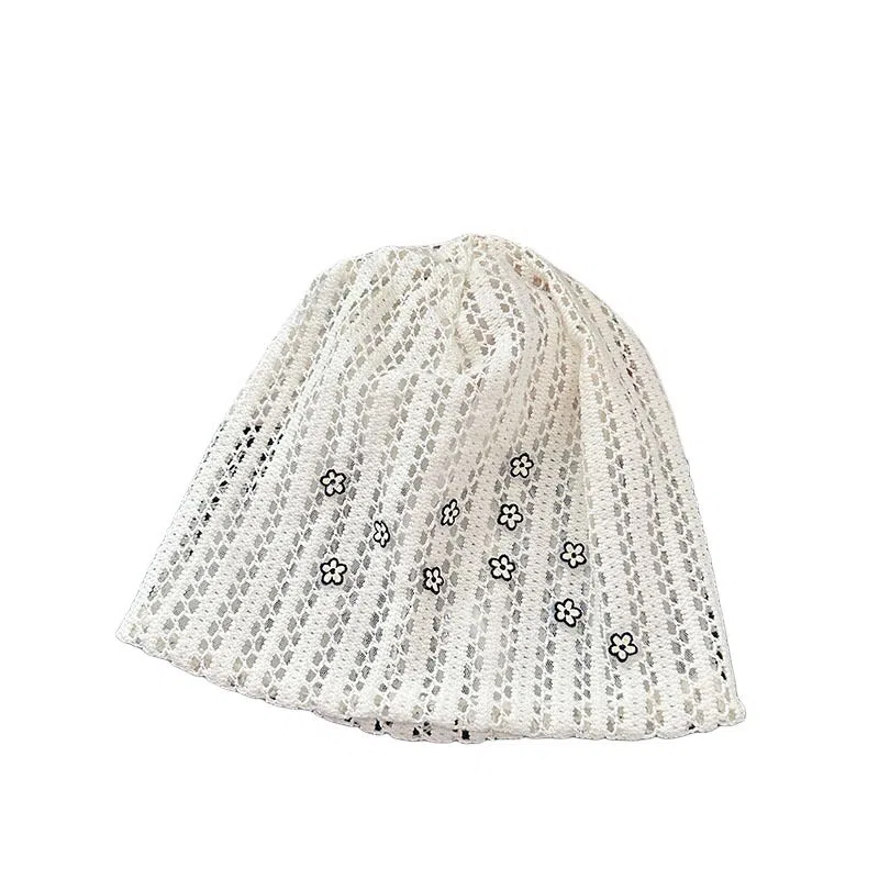 艾佳微 韩系镂空夏季甜美刺绣小花时尚洋气 聚酯纤维 堆堆帽 男女同款情侣款