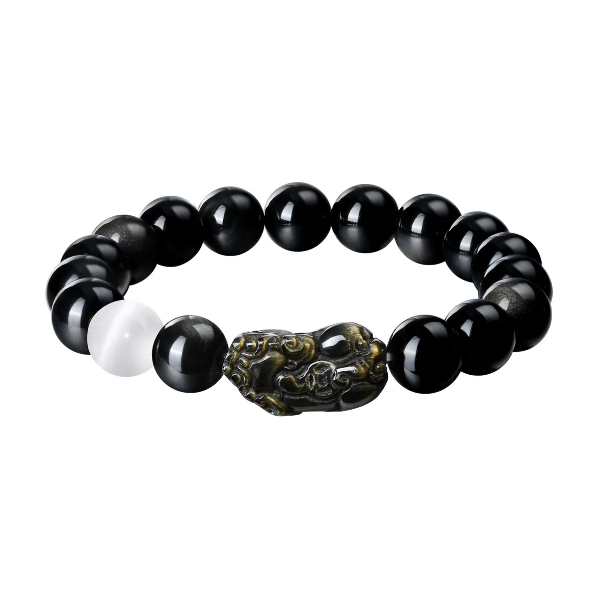 恋朵 国风潮酷 八方来财 吞金兽貔貅 黑曜石 手串 男款