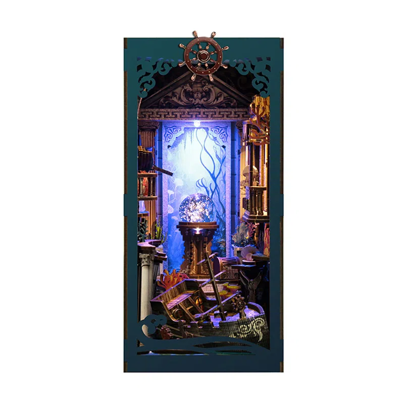 格薇拉 海底迷影木质立体书立创意手工组装木制拼图书立小屋 拼装模型