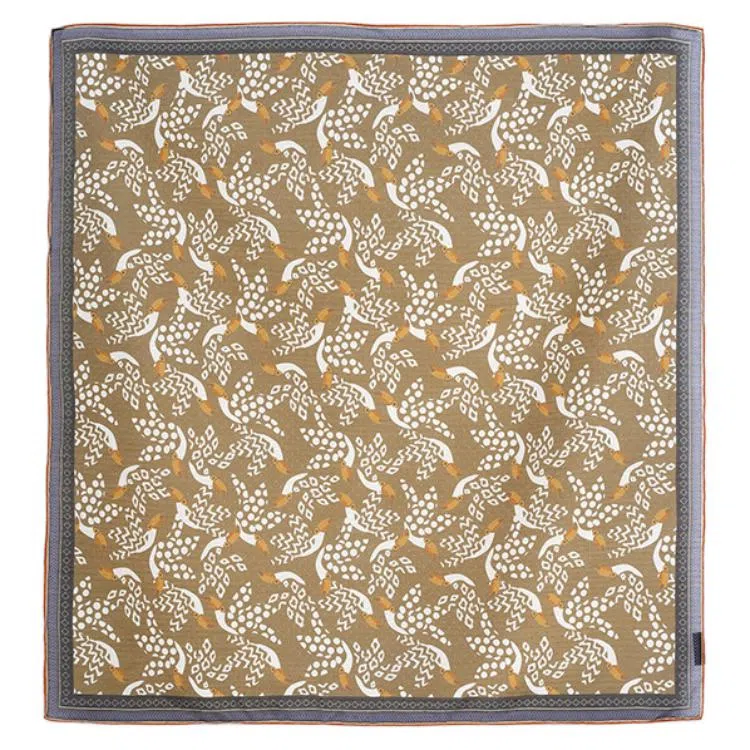 山一丸 春夏灰绿色清新有机棉中方时尚巾  丝巾 女款