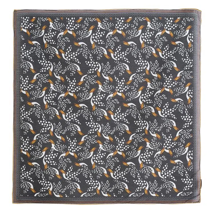 山一丸 春夏灰绿色清新有机棉中方时尚巾  丝巾 女款