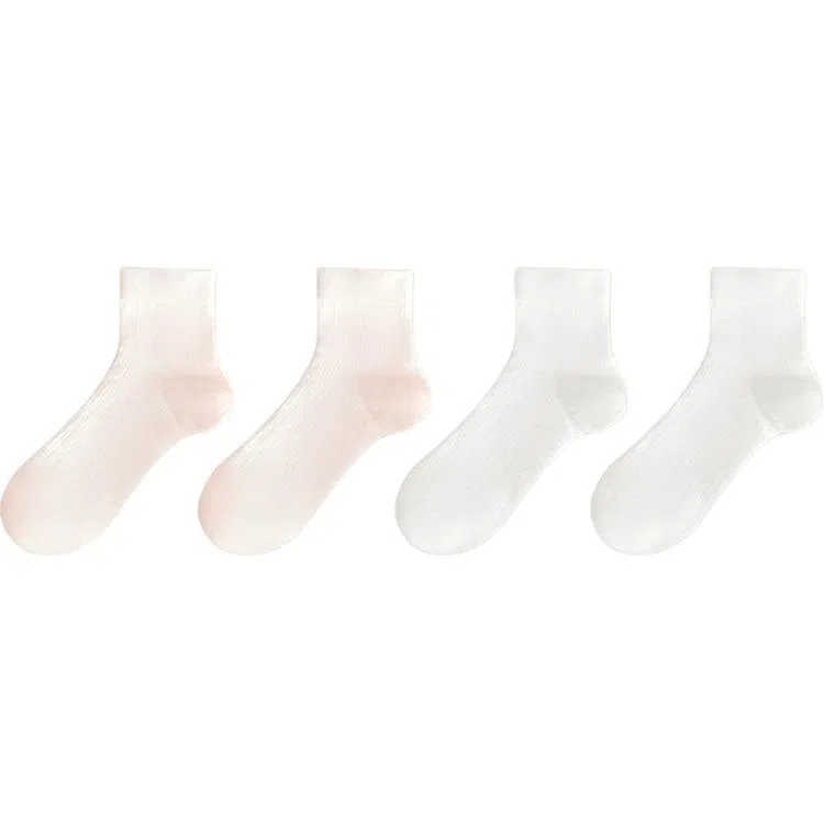 十三日季 镂空网眼夏季纯色简约中筒袜 女款