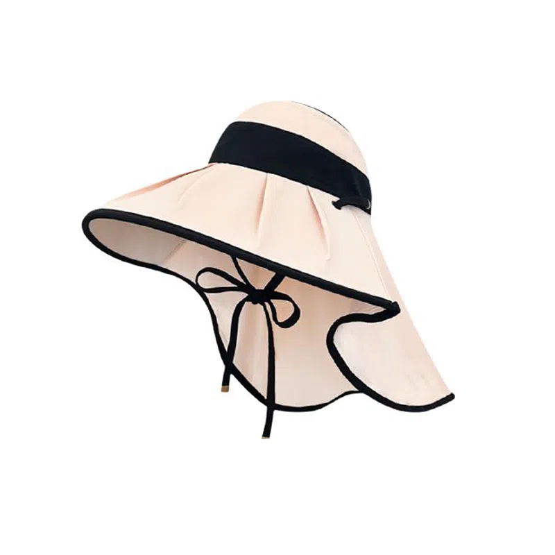 艾佳微 夏季遮阳时尚优雅拼色户外骑车披肩空顶太阳 聚酯纤维 渔夫帽 男女同款情侣款