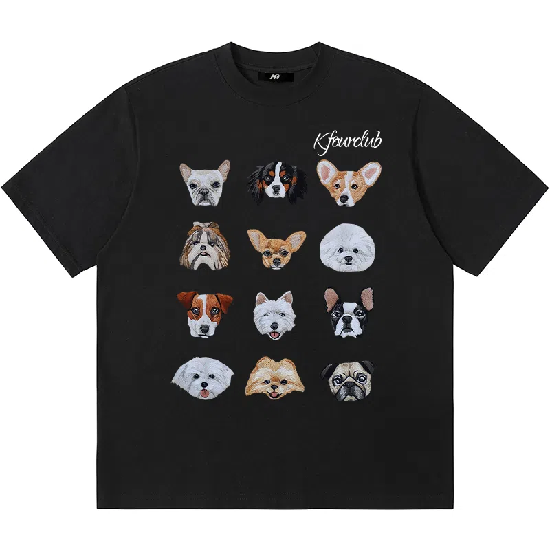 K411 Vintage Embroidered Dog Logo T-Shirt