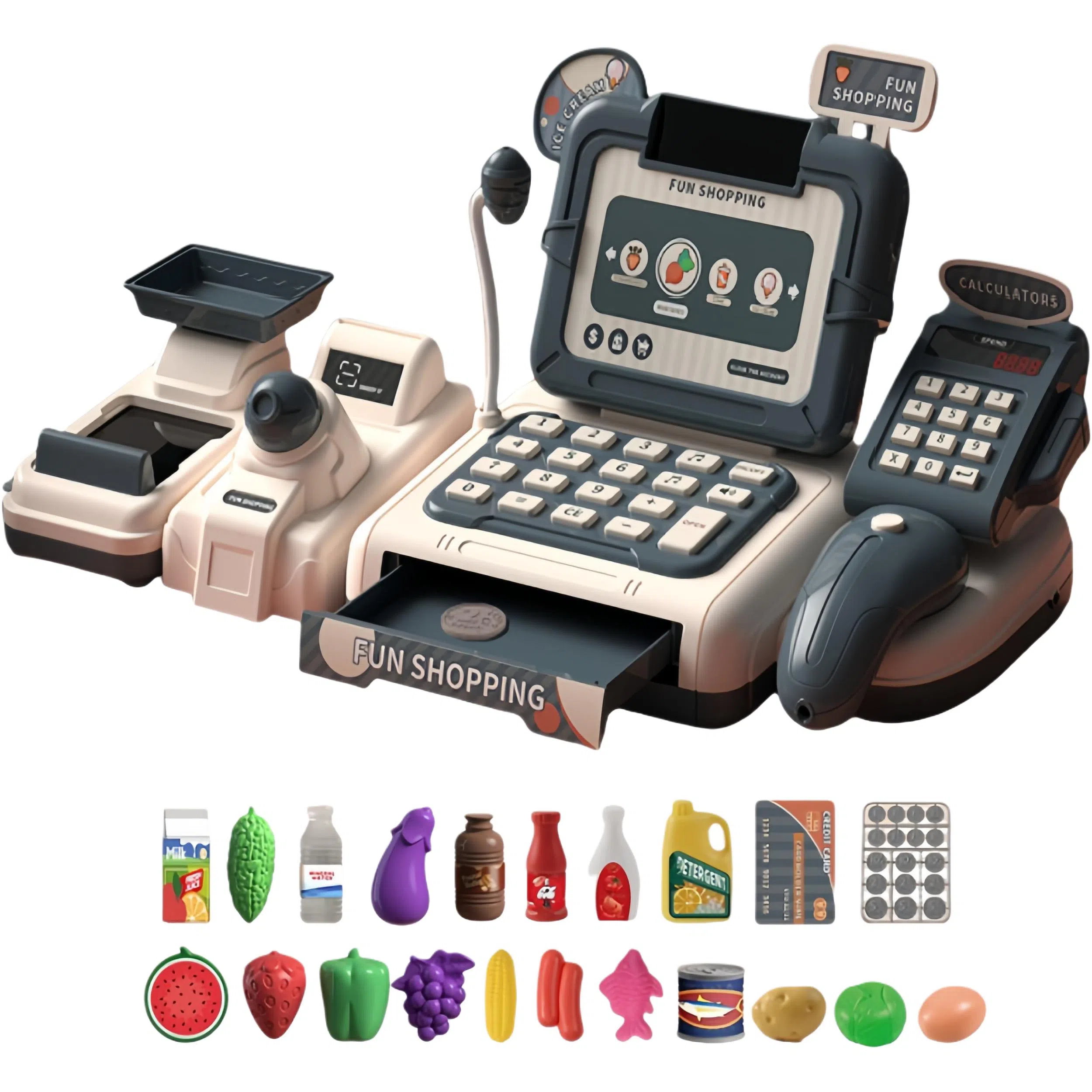 古欧 超市收银机 过家家收银台 数学启蒙 早教益智玩具