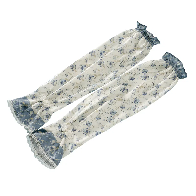 红豆 春夏缎面印花宽松复古遮阳袖套 桑蚕丝 防晒袖 女款