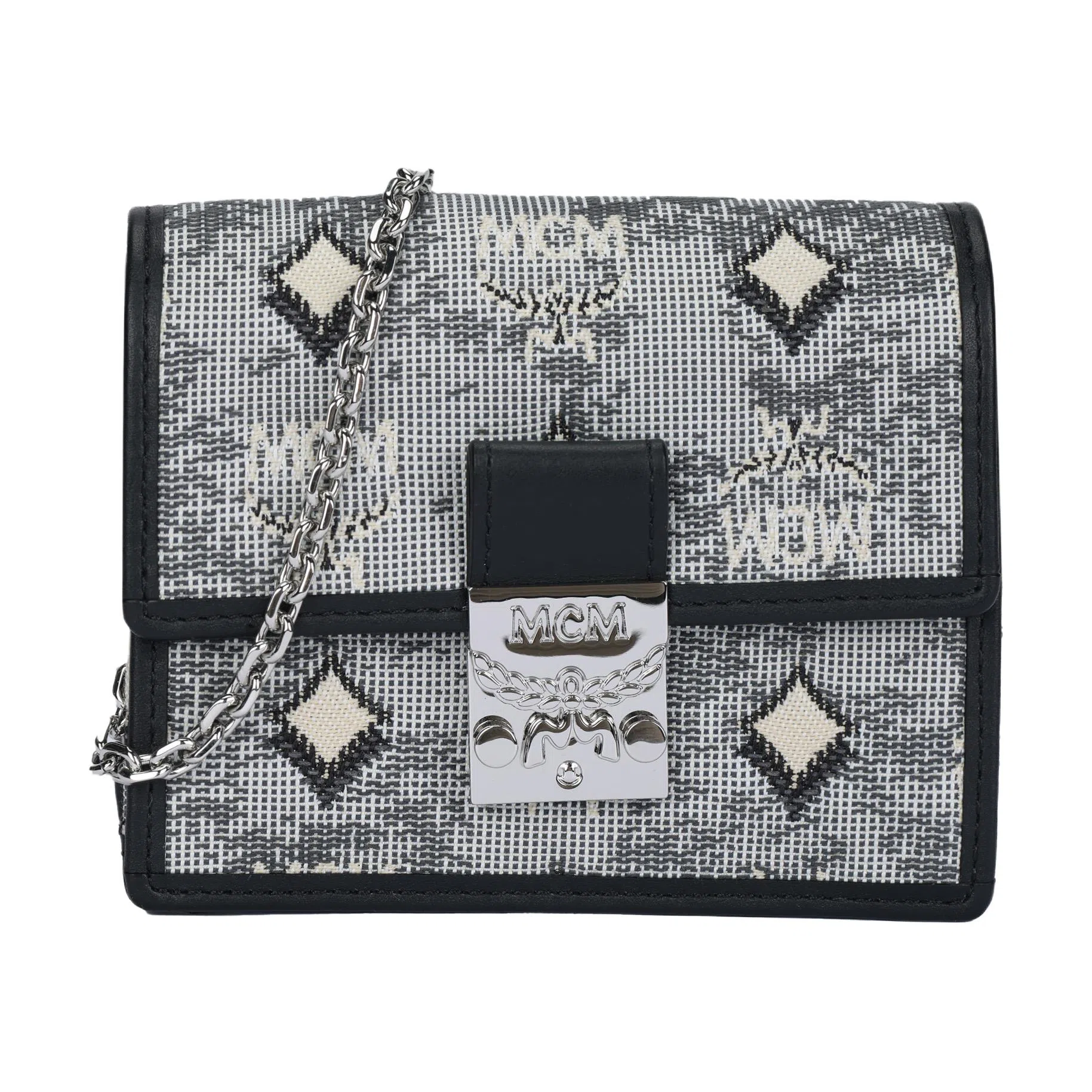 MCM Vintage Jacquard Mini Wallet Grey