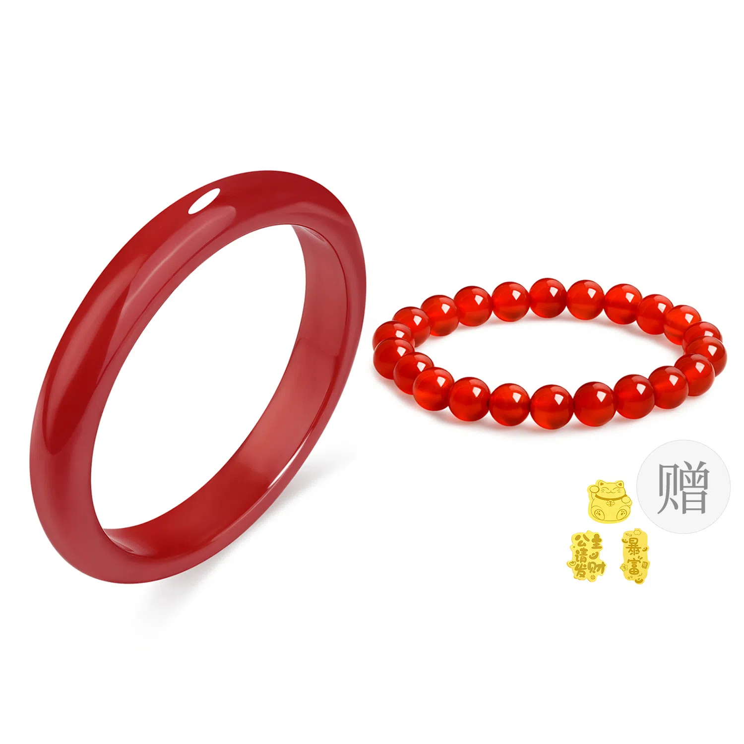 老凤祥 赤红贵妃镯 中国红新中式江南风 国潮吉祥古色古香汉服旗袍经典色 百搭高级感轻奢风 玛瑙 手镯 女款